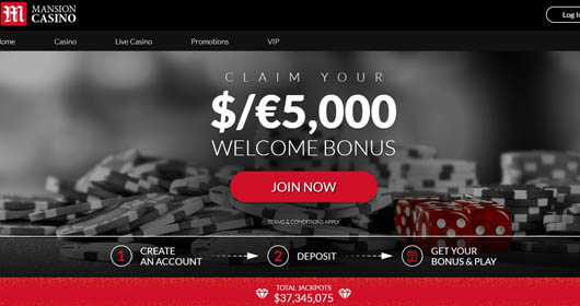 Mansion Casino homepage