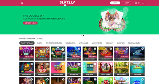 Slots.LV Casino homepage